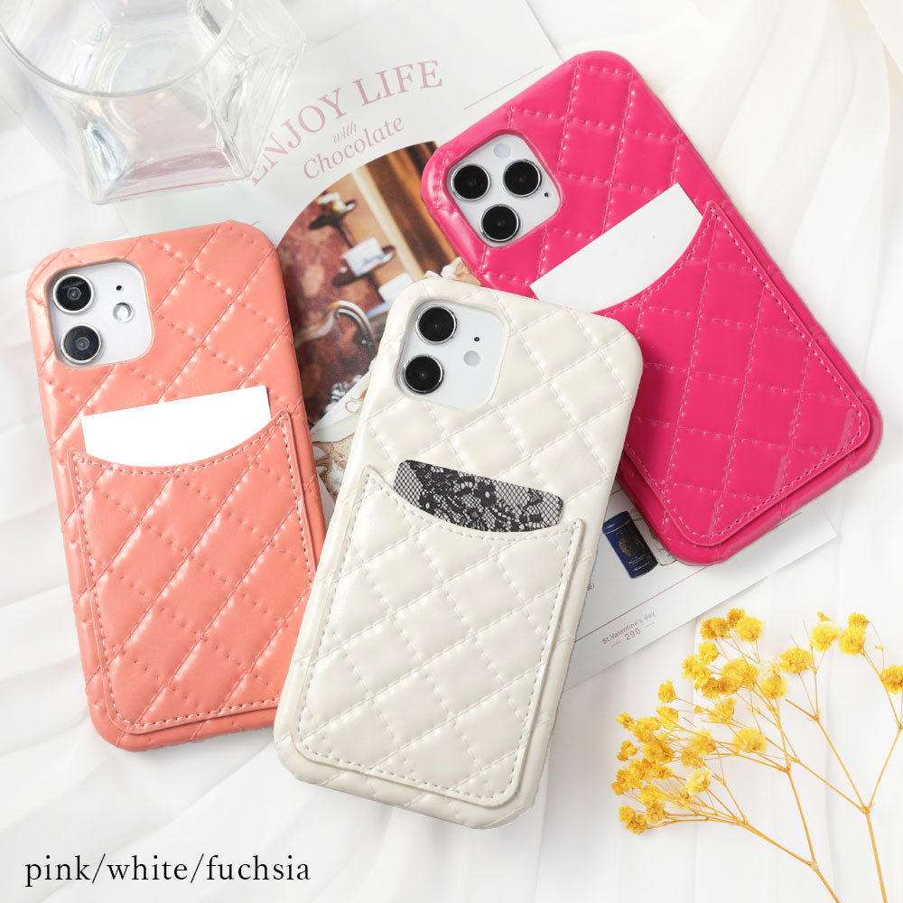 Vegan Leather Quilted Smiley Pocket Back Case Galaxy Series