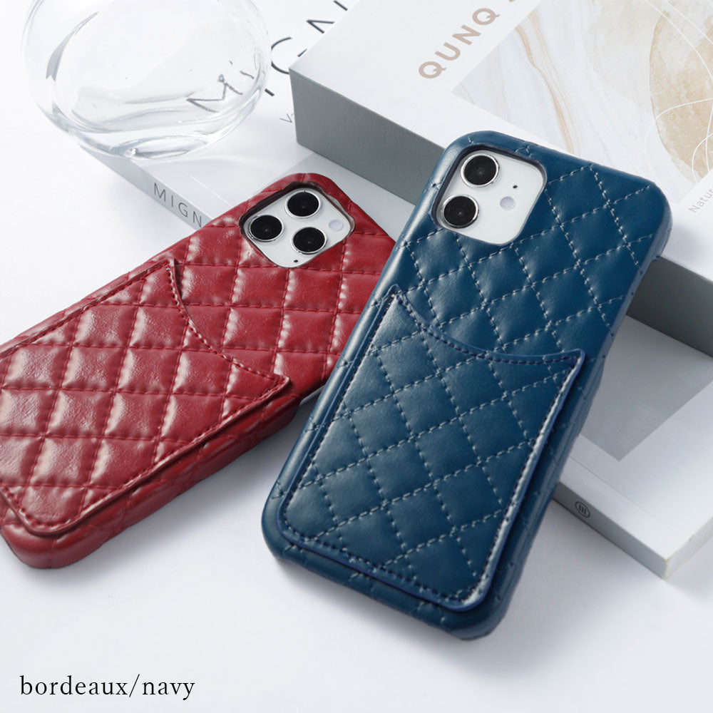 Vegan Leather Quilted Smiley Pocket Back Case Galaxy Series