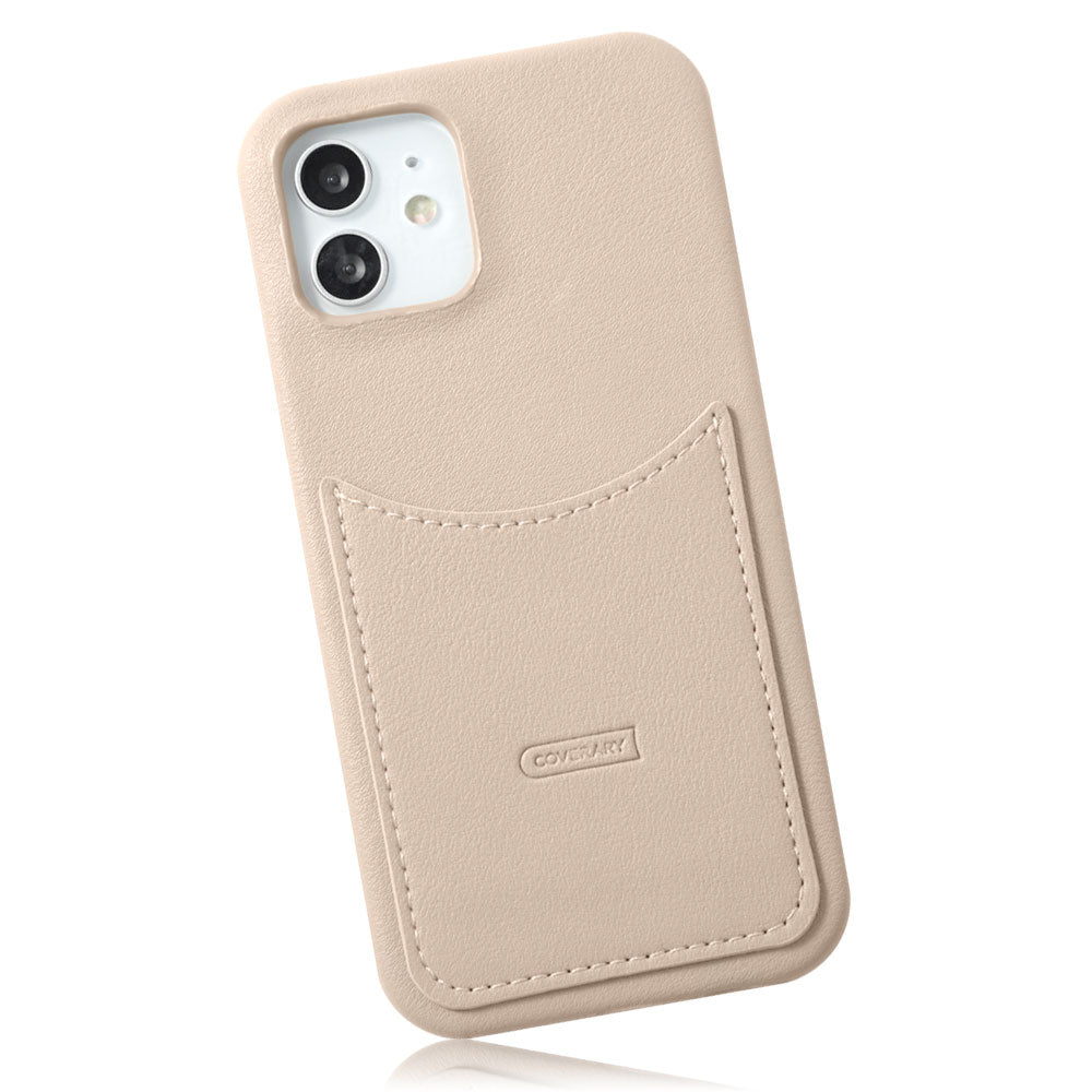 Vegan leather smooth fabric muted color smiley pocket back case Galaxy series