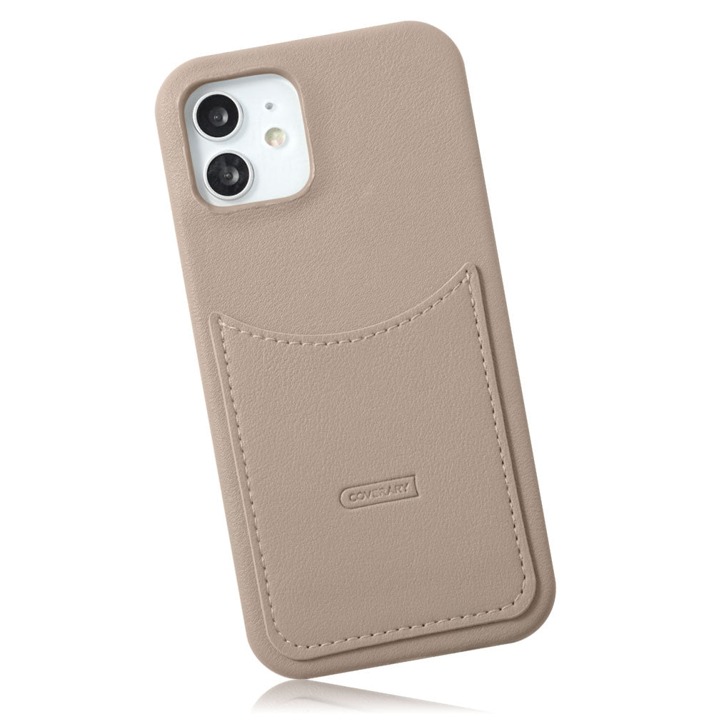 Vegan leather smooth fabric muted color smiley pocket back case AQUOS series