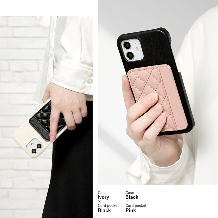 Vegan leather matte smooth back case with selectable vertical/horizontal card pockets