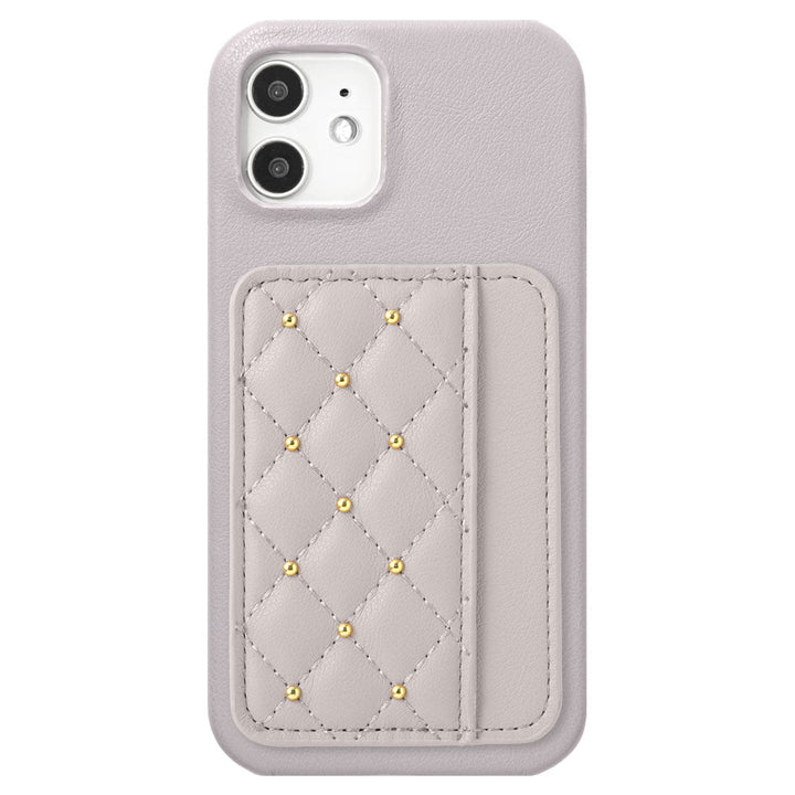 Vegan leather matte smooth studded decoration with vertical and horizontal selectable card pockets back case AQUOS series