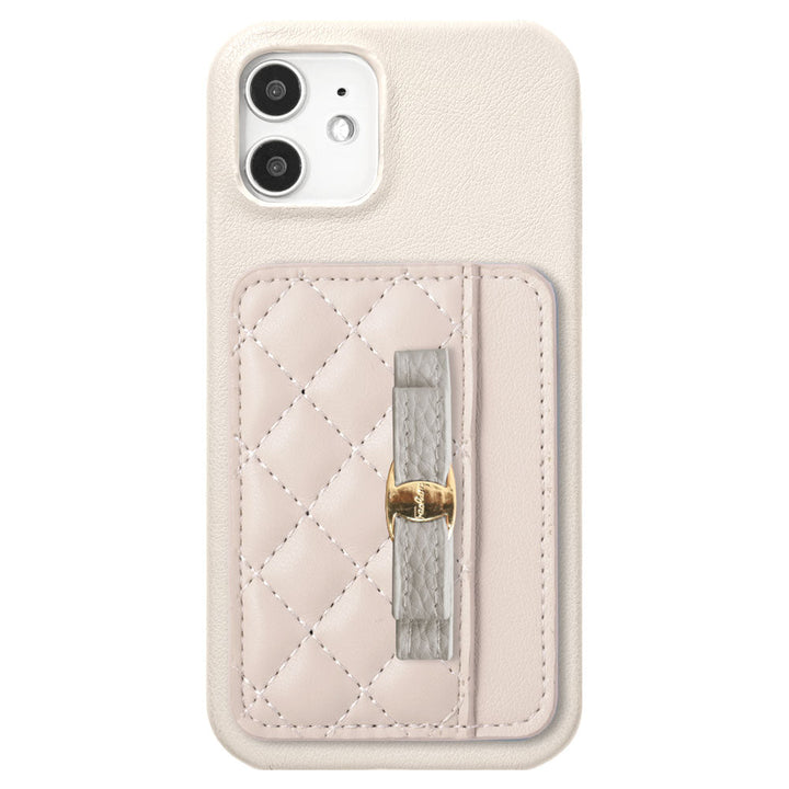 Vegan leather matte smooth ribbon decoration with vertical/horizontal selectable card pocket back case for AQUOS series