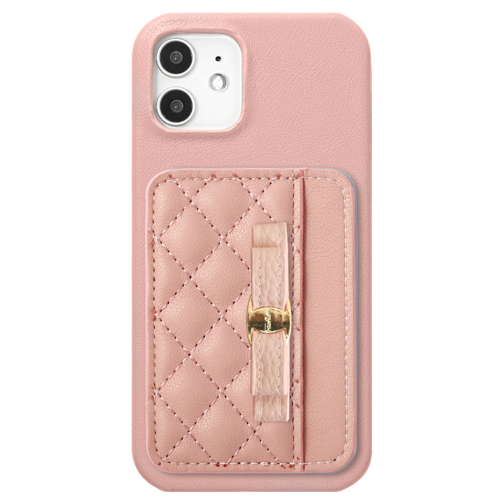 Vegan leather matte smooth ribbon decoration with vertical/horizontal selectable card pocket back case for AQUOS series