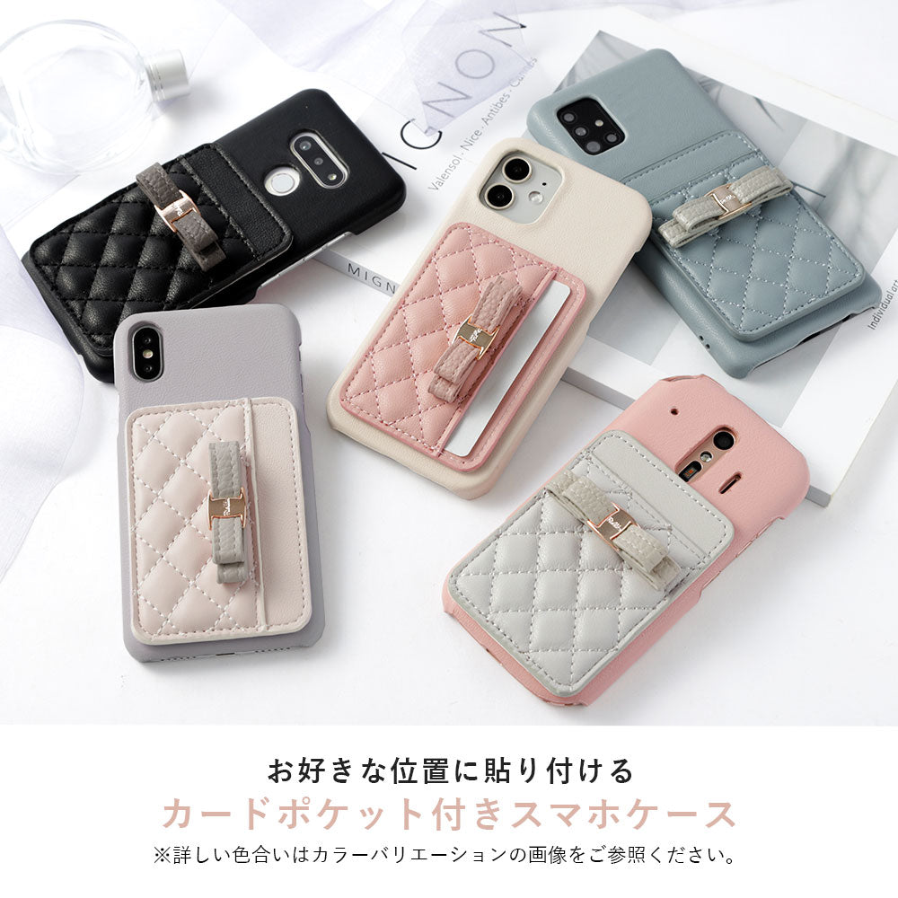 Vegan leather matte smooth ribbon decoration with selectable vertical/horizontal card pocket back case for iPhone series