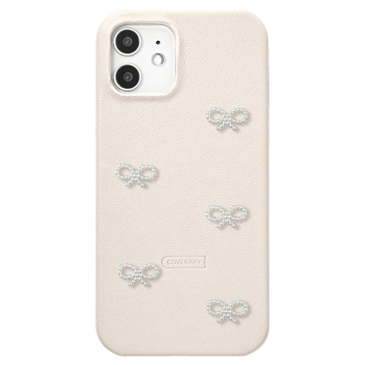 Vegan Leather Matte Smooth Pearl Ribbon Decor Back Case Xperia Series