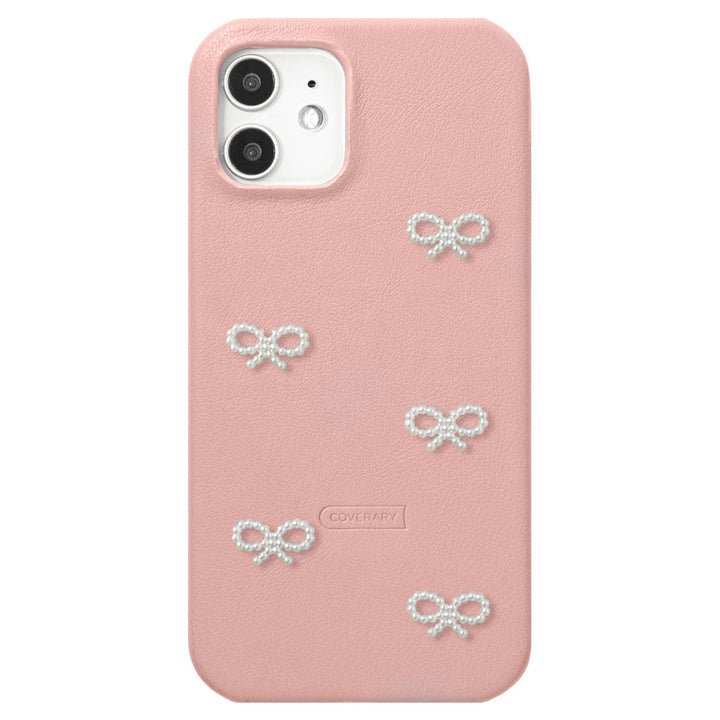 Vegan Leather Matte Smooth Pearl Ribbon Decor Back Case Xperia Series