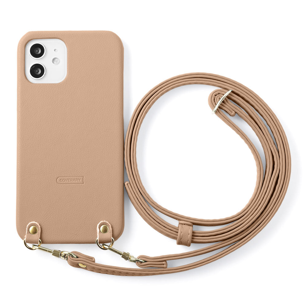 ヴィーガンレザー マットスムース ショルダーストラップ付き 背面ケース iPhoneシリーズ