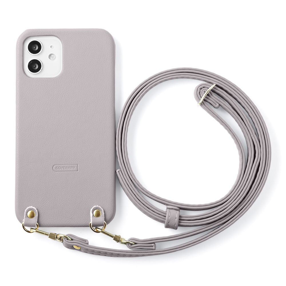 Vegan leather matte smooth back case with shoulder strap