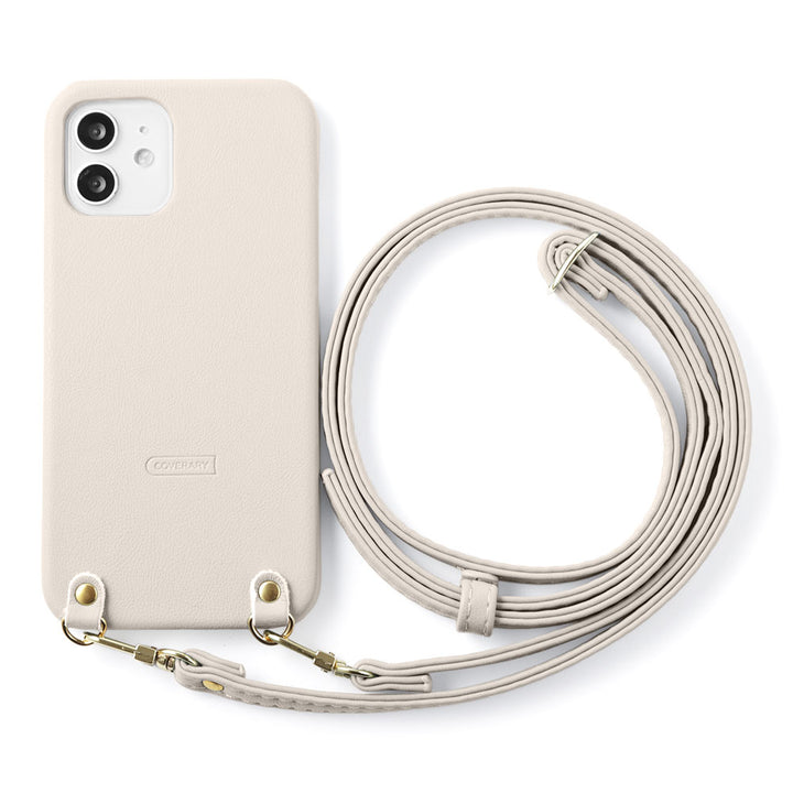 Vegan leather matte smooth back case with shoulder strap