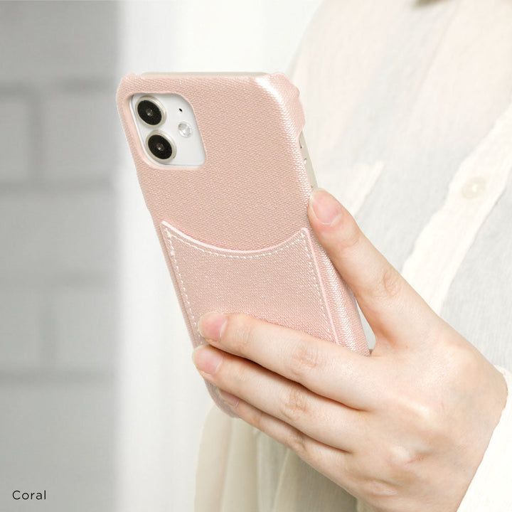 Vegan Leather Pastel Pearl Color Smiley Pocket Back Case Galaxy Series