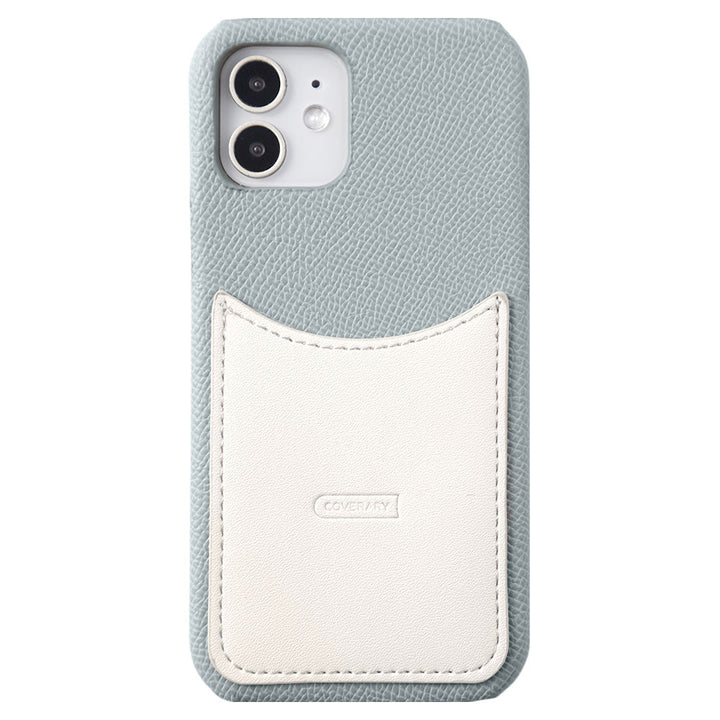 Vegan leather bi-material bicolor smiley pocket back case Galaxy series