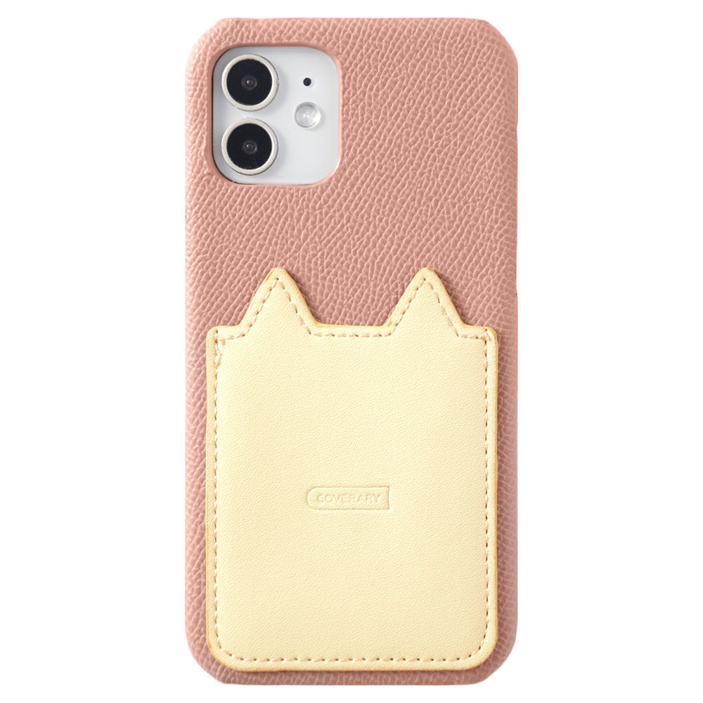 Vegan leather bi-material bicolor cat-shaped pocket back case AQUOS series