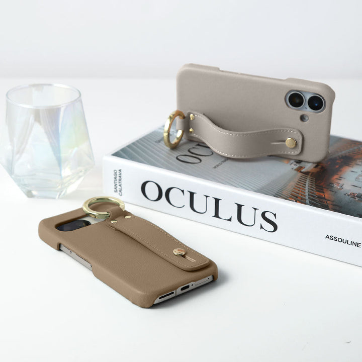 Vegan leather muted pastel back case with hand strap
