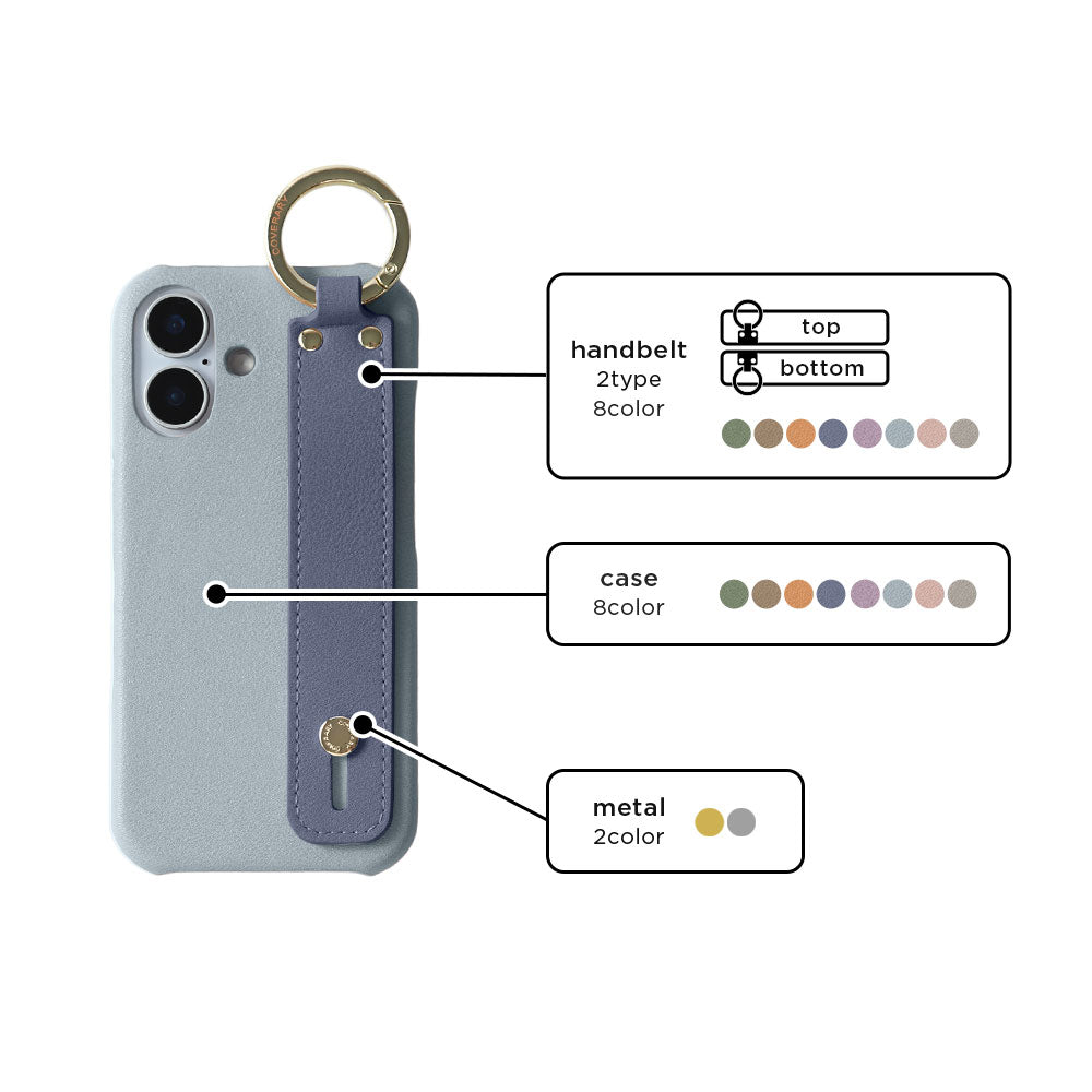 Vegan leather muted pastel back case with hand strap