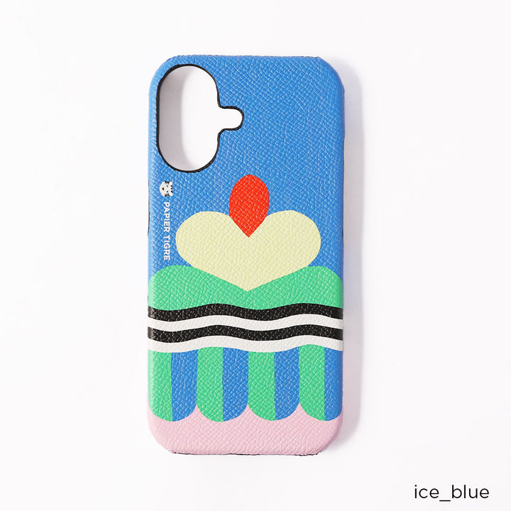 PAPIER TIGRE BLEU GLACÉ Étui arrière en cuir véritable