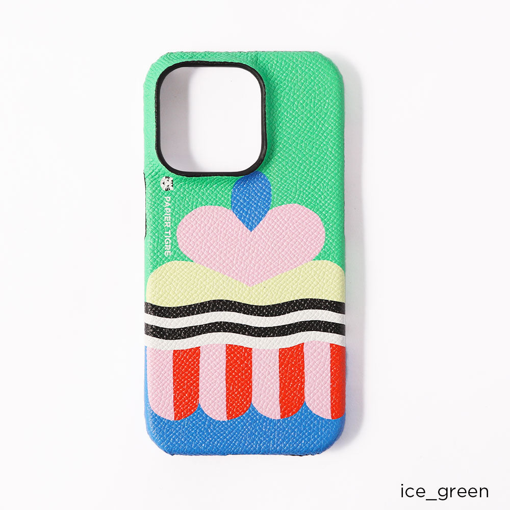 PAPIER TIGRE ICE GREEN Étui arrière en cuir véritable