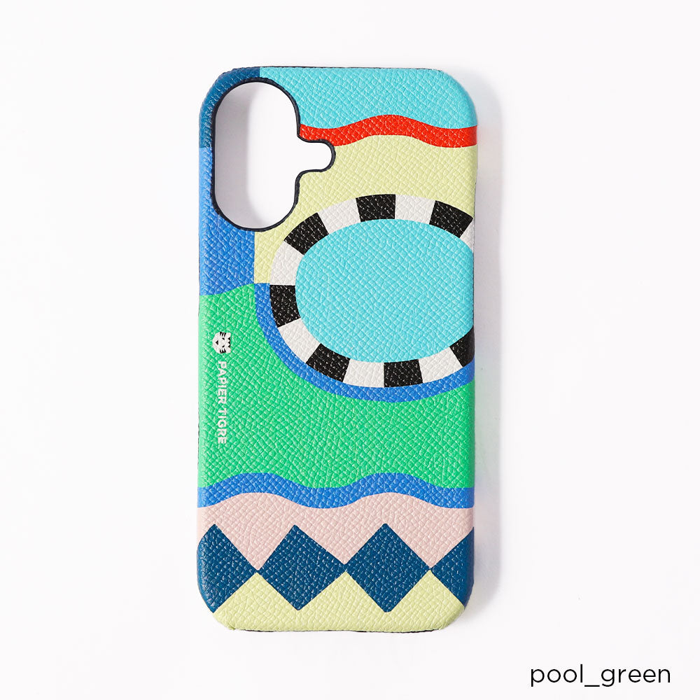 PAPIER TIGRE POOL VERT Étui arrière en cuir véritable