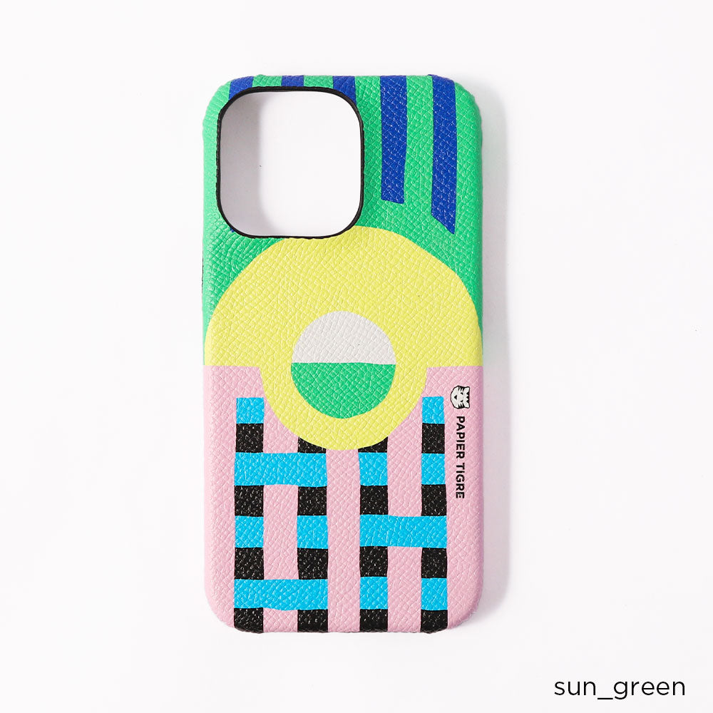 PAPIER TIGRE SUN VERT Étui arrière en cuir véritable