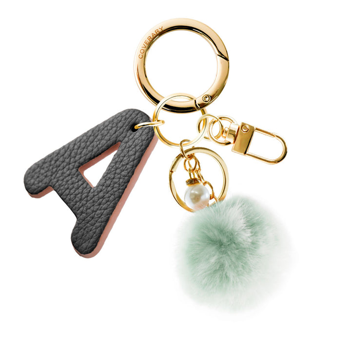 Accessories Genuine Leather Italian Shrink Leather BIG Initial & Fur Bag Charm