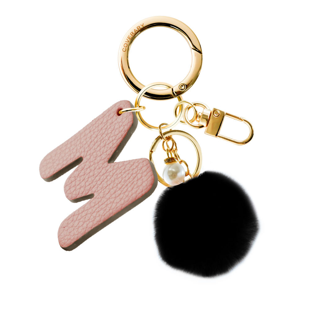 Accessories Genuine Leather Italian Shrink Leather BIG Initial & Fur Bag Charm