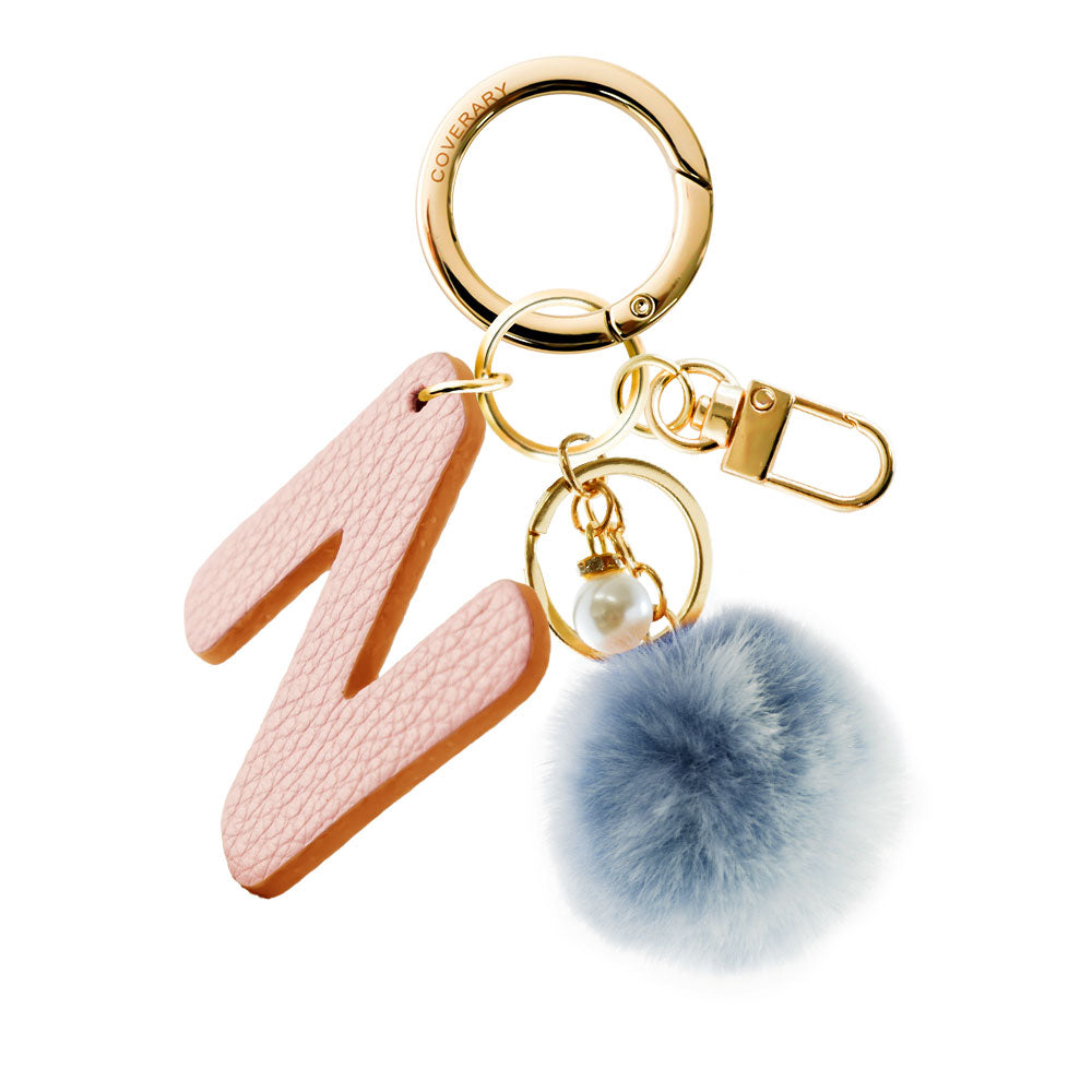 Accessories Genuine Leather Italian Shrink Leather BIG Initial & Fur Bag Charm