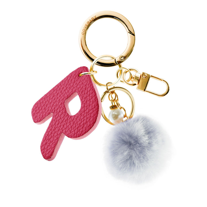 Accessories Genuine Leather Italian Shrink Leather BIG Initial & Fur Bag Charm