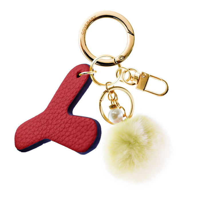 Accessories Genuine Leather Italian Shrink Leather BIG Initial & Fur Bag Charm