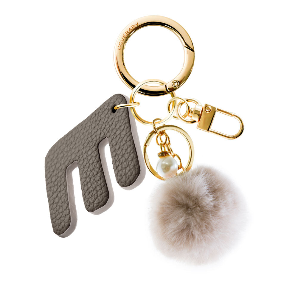 Accessories Genuine Leather Italian Shrink Leather BIG Initial & Fur Bag Charm