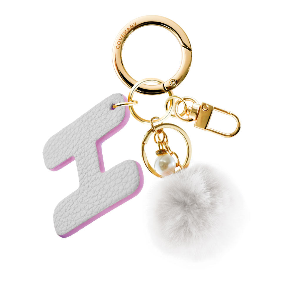 Accessories Genuine Leather Italian Shrink Leather BIG Initial & Fur Bag Charm