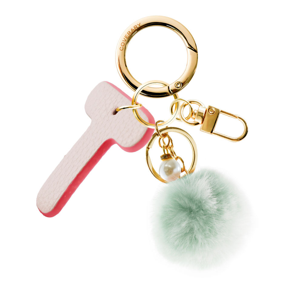 Accessories Genuine Leather Italian Shrink Leather BIG Initial & Fur Bag Charm