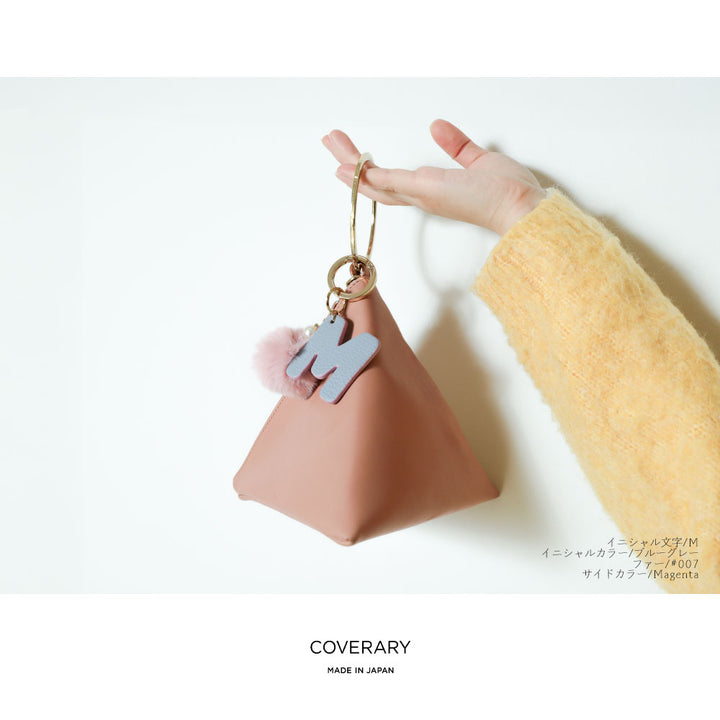 Accessories Genuine Leather Italian Shrink Leather BIG Initial & Fur Bag Charm