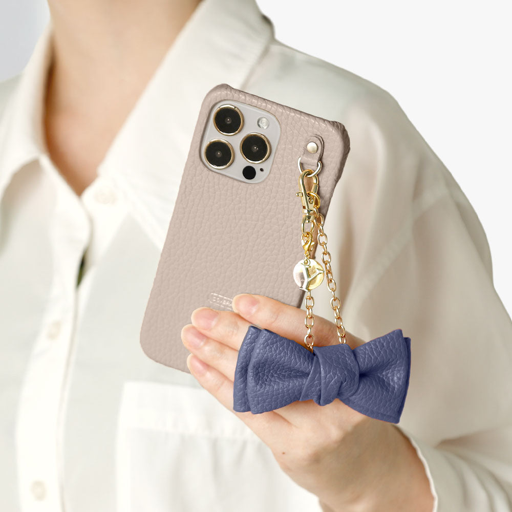 Accessories Genuine Leather Italian Shrink Leather Double Ribbon Initial Charm