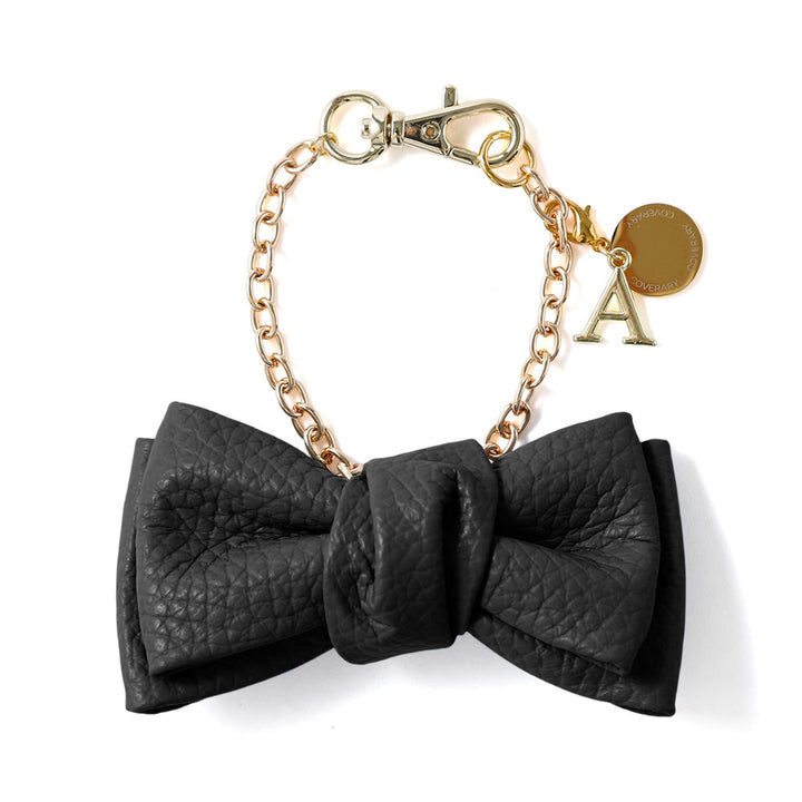 Accessories Genuine Leather Italian Shrink Leather Double Ribbon Initial Charm