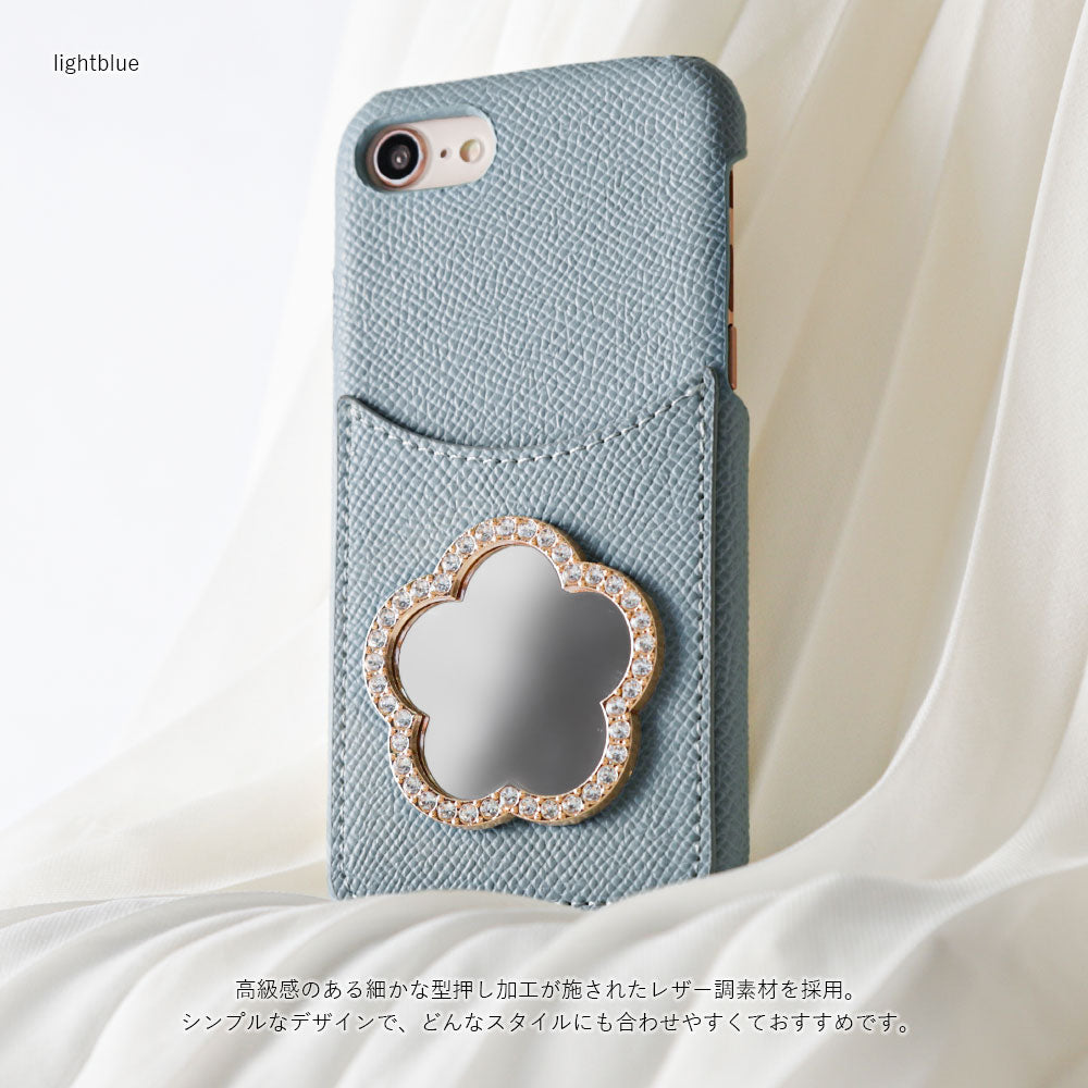 Vegan Leather Basic Smiley Pocket with Mirror Stone Back Case for Google Pixel Series