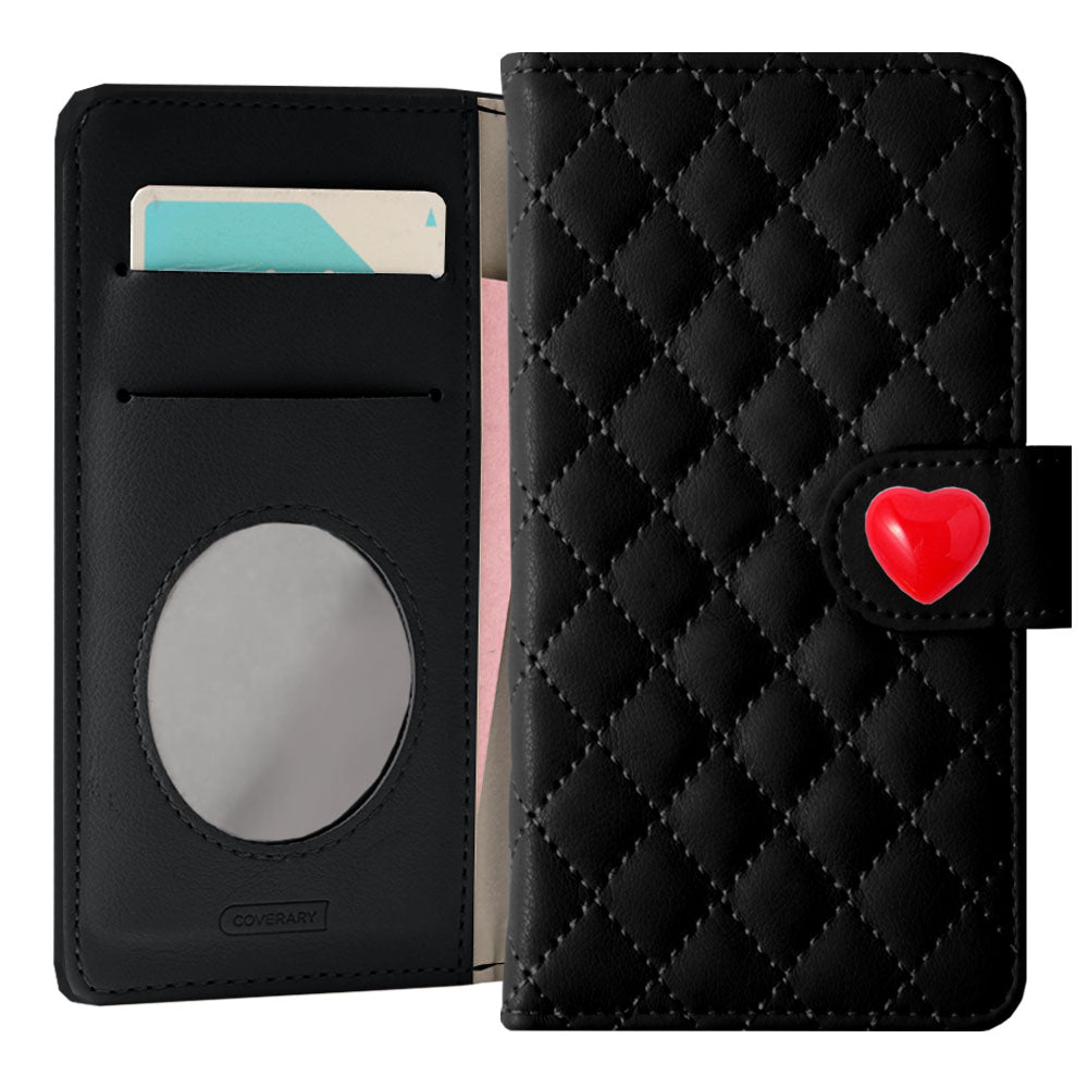 Quilted Heart Deco Notebook Case with Mirror (with Belt)
