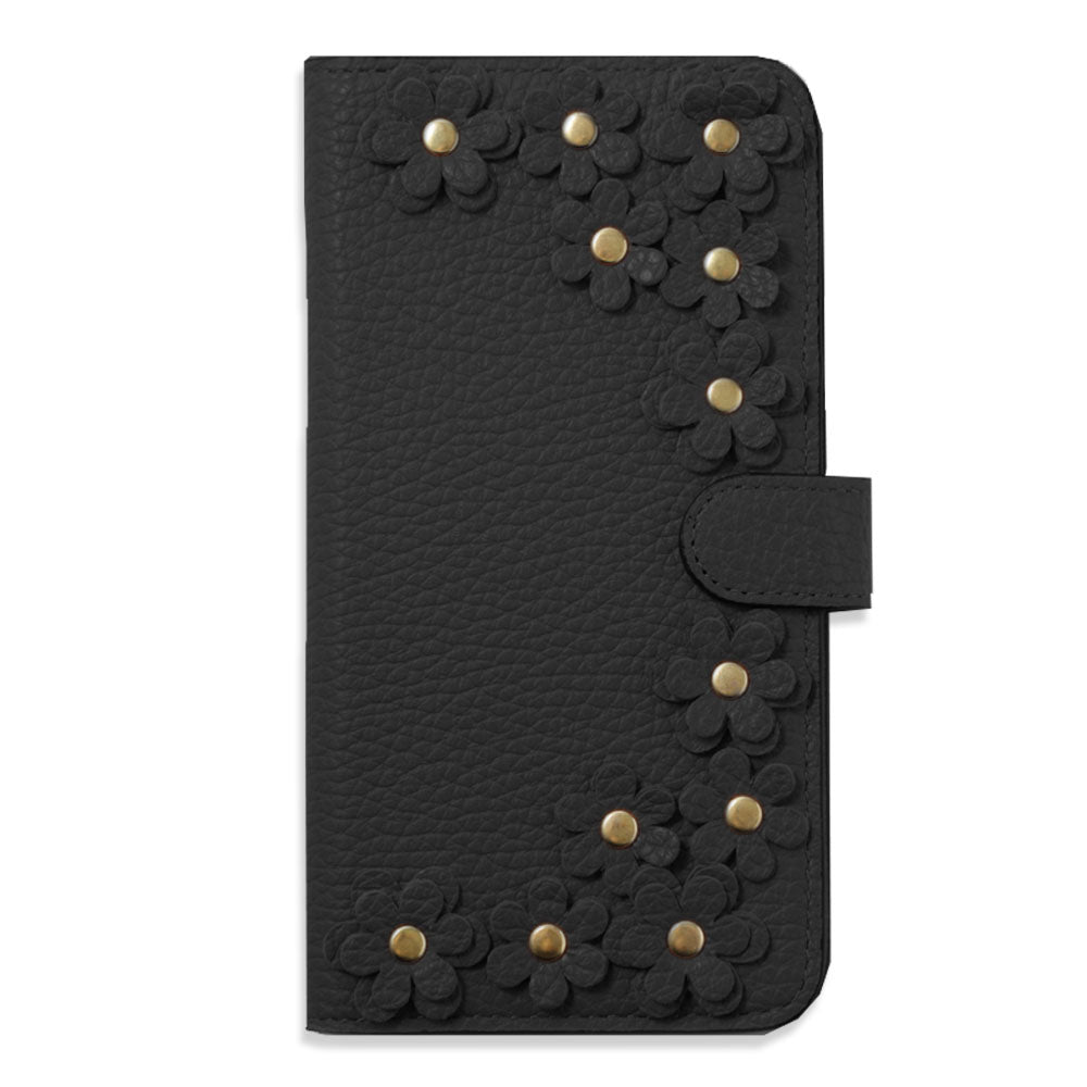 Genuine leather 32 colors Italian shrink leather flower motif notebook-style case (with belt) Xperia series