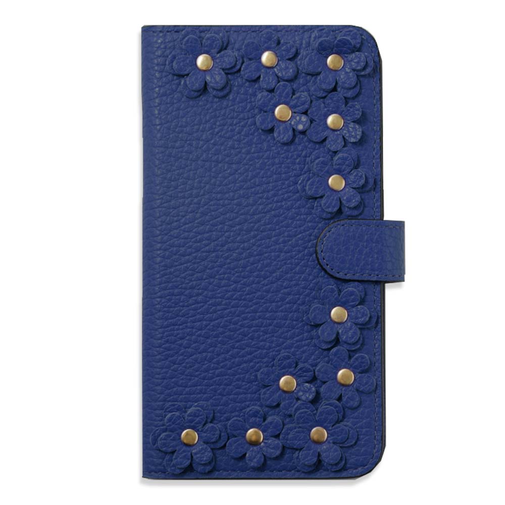 Genuine leather 32 colors Italian shrink leather flower motif notebook-style case (with belt) Xperia series