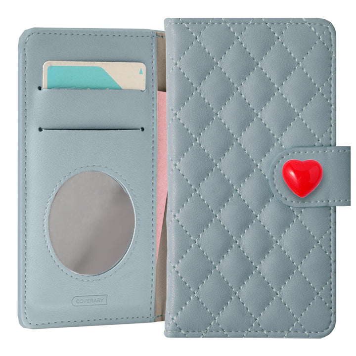 Quilting Heart Deco Mirror Attached Notebook Case (with Belt) AQUOS Series
