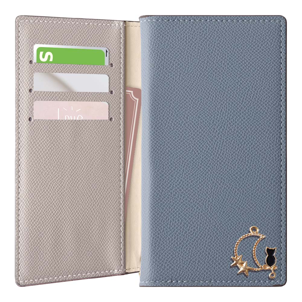 Vegan leather bicolor stand function Moon Cat Deco folio case AQUOS series