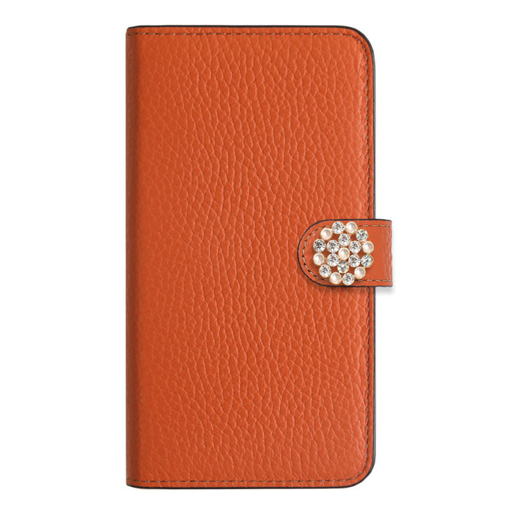 Genuine leather 32 colors Italian shrink leather crystal pearl deco notebook-style case (with belt) AQUOS series