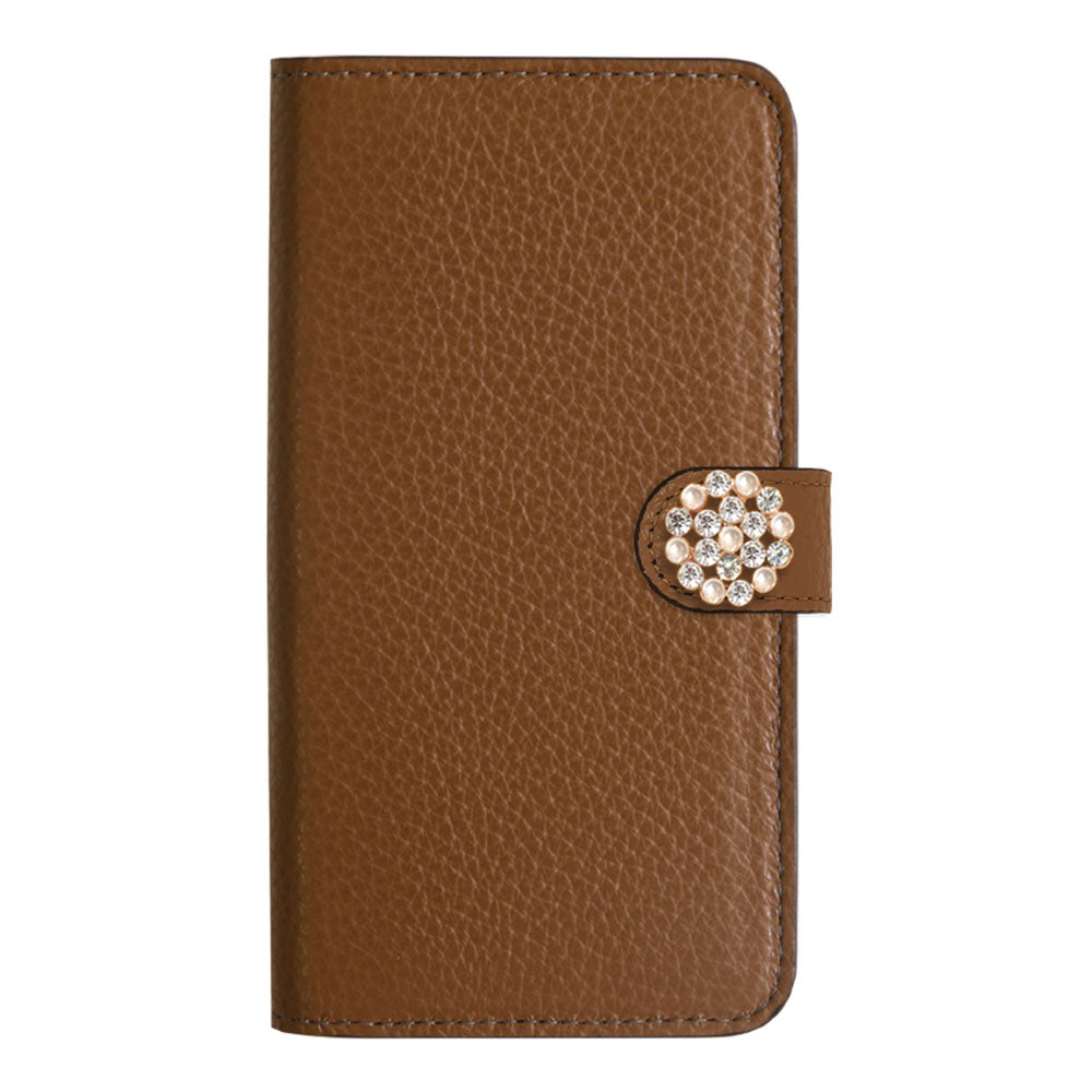 Genuine leather 32 colors Italian shrink leather crystal pearl deco notebook-style case (with belt) AQUOS series