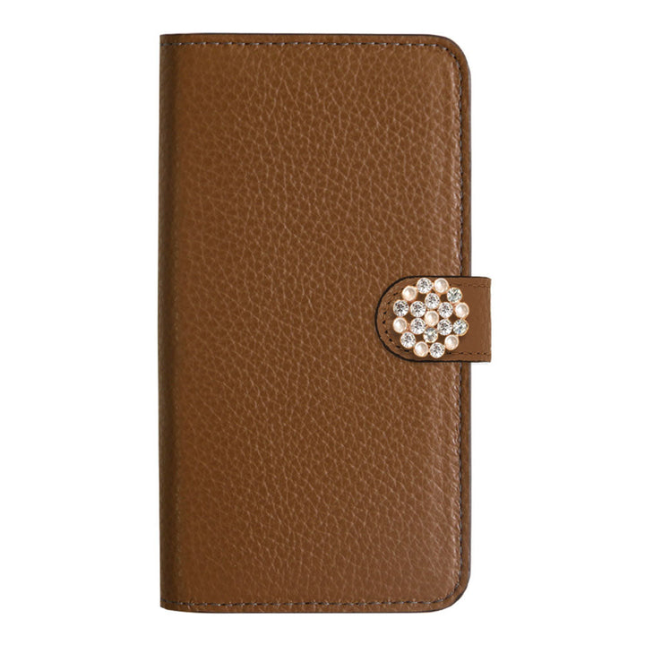 Genuine leather 32 colors Italian shrink leather crystal pearl deco notebook-style case (with belt) AQUOS series