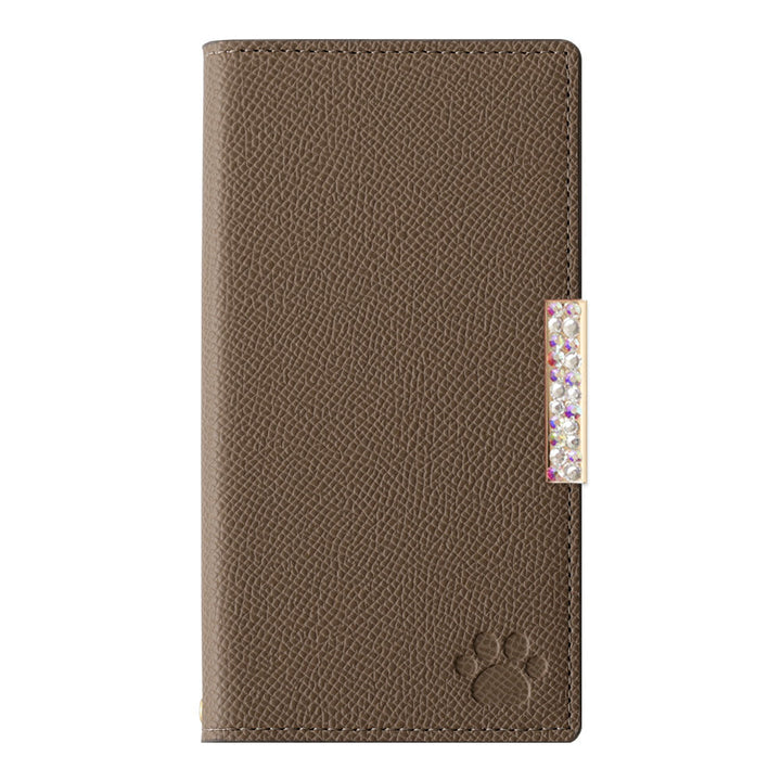 Vegan leather cat-shaped pocket bicolor stone frame decoration stand function notebook-style case for Google Pixel series