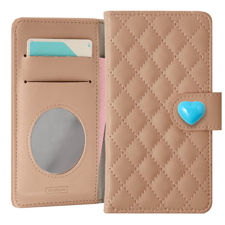 Quilted Heart Deco Notebook Case with Mirror (with Belt)