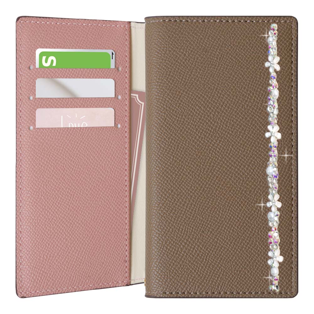 Vegan leather bicolor stand function flower line deco notebook-style case AQUOS series