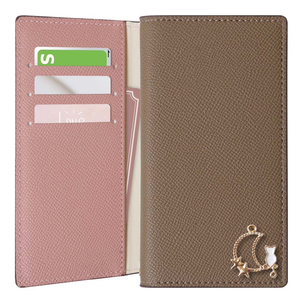 Vegan leather bicolor stand function Moon Cat Deco folio case AQUOS series