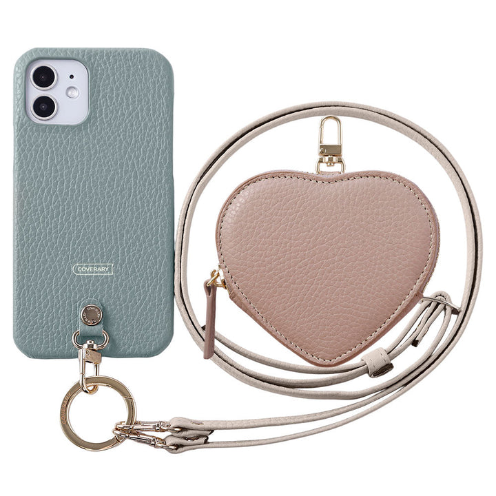 Cuir véritable 32 couleurs cuir italien grainé Pochette en forme de cœur avec bandoulière Étui arrière Série Google Pixel