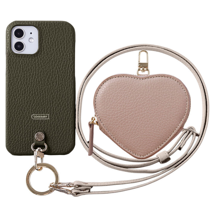 Cuir véritable 32 couleurs cuir italien grainé Pochette en forme de cœur avec bandoulière Étui arrière Série Google Pixel