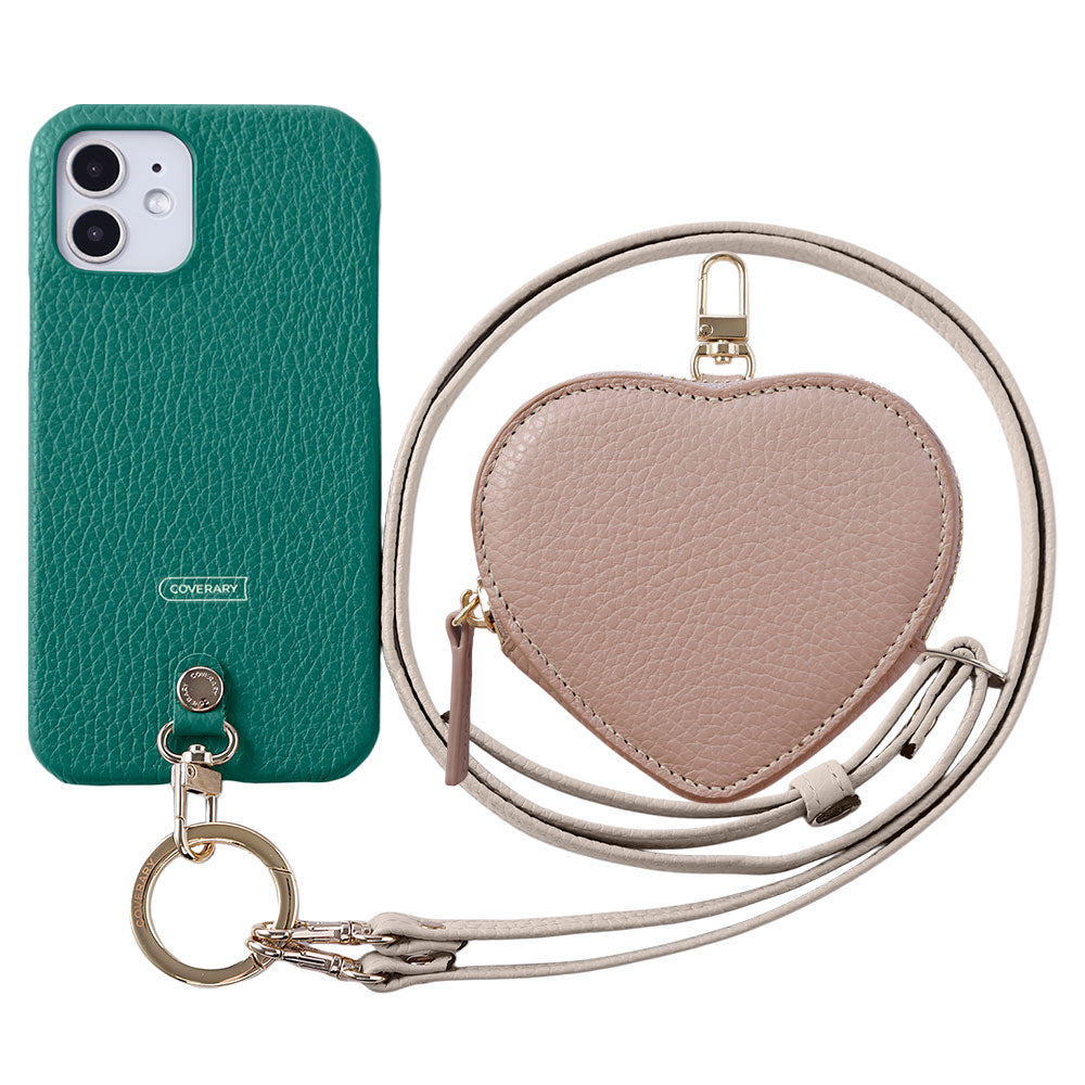 Cuir véritable 32 couleurs cuir italien grainé Pochette en forme de cœur avec bandoulière Étui arrière Série Google Pixel